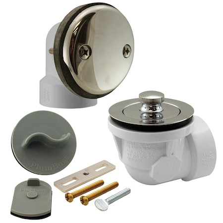 Jones Stephens Chrome Plated Two-Hole Lift and Turn Bath Waste Kit with Test Kit, Standard Half Kit, PVC B07110T